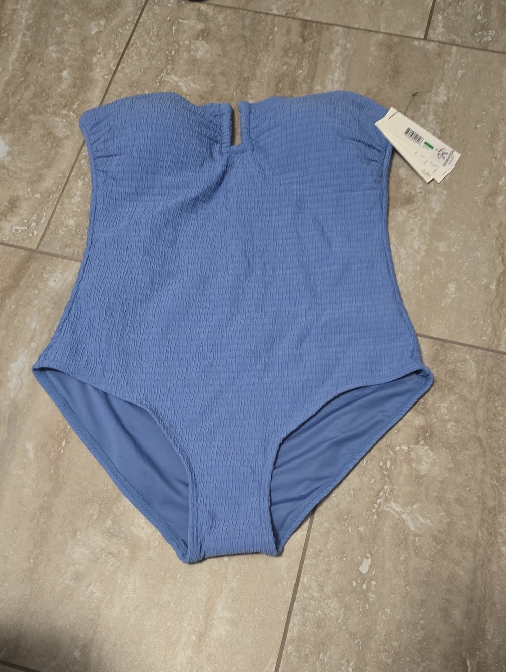 Dkny Strapless Blue One-Piece Swimsuit Sz Lg Nwt - Picture 2 of 6